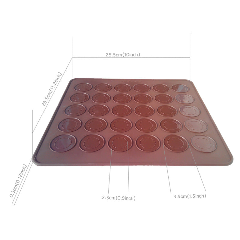 แผ่นรองอบซิลิโคน แผ่นพิมพ์อบ Macaron สำหรับทำ มาการอง หลุมกลม 30 หลุม แผ่นรองอบซิลิโคน แผ่นพิมพ์อบ Macaron สำหรับทำ มาการอง หลุมกลม 30 หลุม - อุปกรณ์เบเกอรี่
